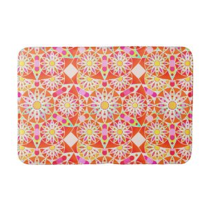 Mandala patroon, koraalrood, roze, goud badmat