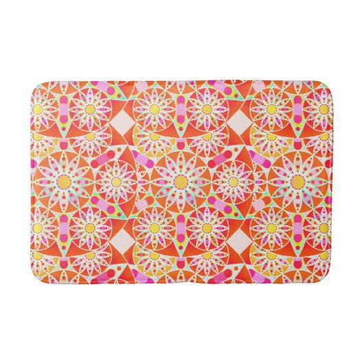 Mandala patroon, koraalrood, roze, goud badmat (Voorkant)