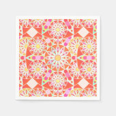 Mandala patroon, koraalrood, roze, goud servetten (Voorkant)