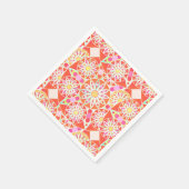 Mandala patroon, koraalrood, roze, goud servetten (Hoek)