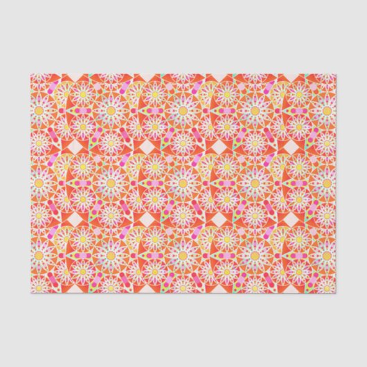 Mandala patroon, koraalrood, roze, goud tissuepapier (Voorkant)