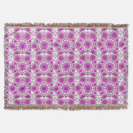 Mandala patroon, lavendel, roze, felroze, wit deken (Voorkant)