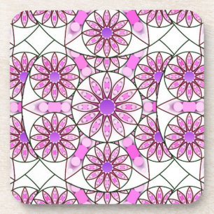 Mandala patroon, lavendel, roze, warm roze, wit drankjes onderzetter