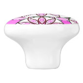 Mandala patroon, lavendel, roze, warm roze, wit keramische knop (Zijkant)