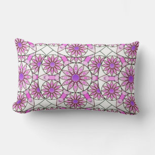 Mandala patroon, lavendel, roze, warm roze, wit kussen