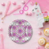 Mandala patroon, lavendel, roze, warm roze, wit papieren bordje (Feest)