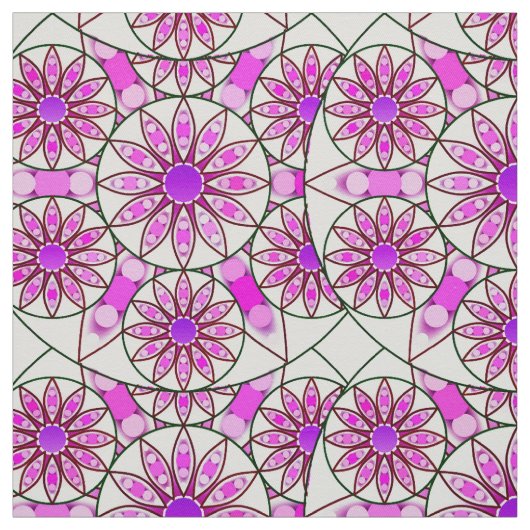 Mandala patroon, lavendel, roze, warm roze, wit stof (Swatch)