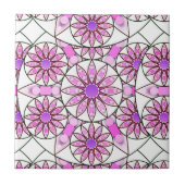 Mandala patroon, lavendel, roze, warm roze, wit tegeltje (Voorkant)