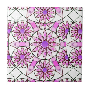 Mandala patroon, lavendel, roze, warm roze, wit tegeltje