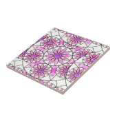 Mandala patroon, lavendel, roze, warm roze, wit tegeltje (Zijkant)