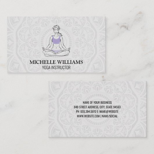 Mandala-patroon | Meditatie | Vrouw in yogahouding Visitekaartje (Voorkant / Achterkant)