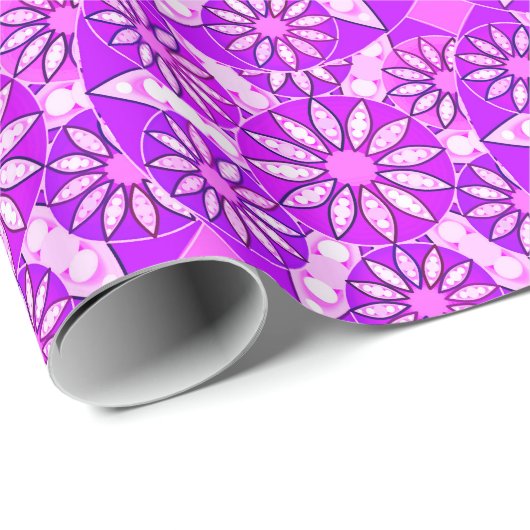Mandala patroon, paars, orchidee en roze cadeaupapier (Rol Hoek)