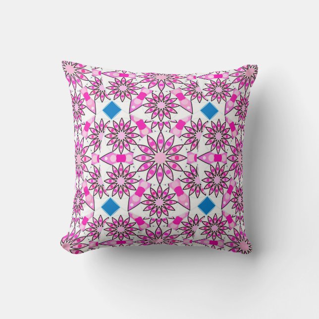 Mandala patroon, roze, hete roze, kussen (Voorkant)