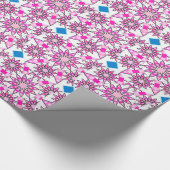 Mandala patroon, roze, warm roze, kobaltblauw cadeaupapier (Hoek)