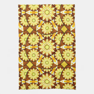 Mandala patroon, schaduwen van bruin en goud theedoek