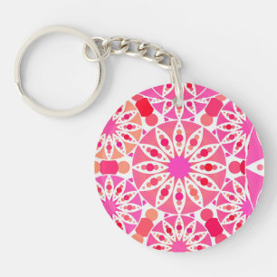 Mandala patroon, schaduwen van roze en koraal sleutelhanger