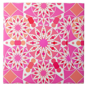 Mandala patroon, schaduwen van roze en koraal tegeltje