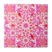 Mandala patroon, schaduwen van roze en koraal tegeltje (Voorkant)
