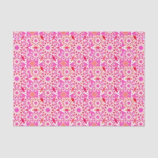 Mandala patroon, schaduwen van roze en koraal tissuepapier (Voorkant)