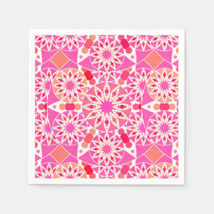 Mandala-patroon, schoppen van roze en koraal servetten