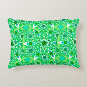 Mandala patroon, smaragdgroen en pauw decoratief kussen