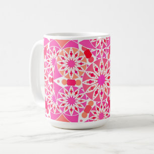 Mandala patroon, tinten roze en koraal koffiemok