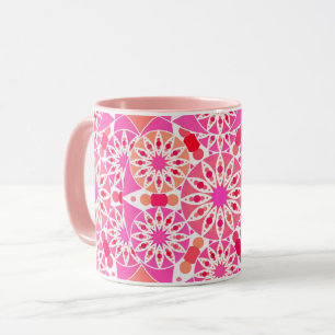 Mandala patroon, tinten roze en koraal mok