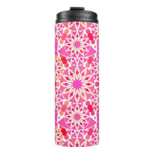 Mandala-patroon, tinten roze en koraal thermosbeker