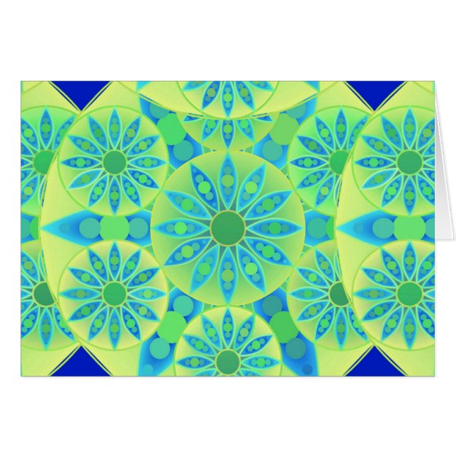 Mandala patroon, turquoise, blauw, kalkgroen (Voorkant Horizontaal)