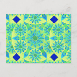 Mandala patroon, turquoise, blauw, kalkgroen briefkaart