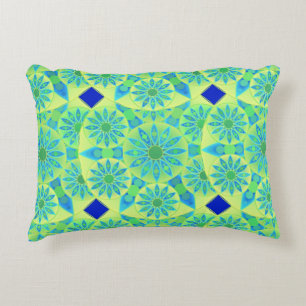 Mandala patroon, turquoise, blauw, kalkgroen decoratief kussen