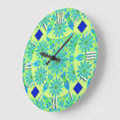 Mandala patroon, turquoise, blauw, kalkgroen grote klok (Hoek)