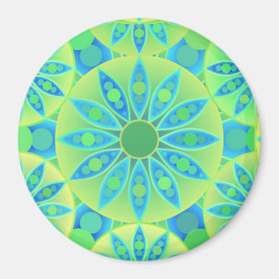 Mandala patroon, turquoise, blauw, kalkgroen magneet