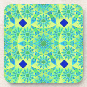 Mandala patroon, turquoise, blauw, kalkgroen onderzetter