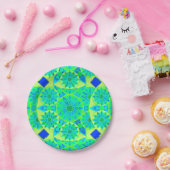 Mandala patroon, turquoise, blauw, kalkgroen papieren bordje (Feest)