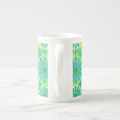 Mandala patroon, turquoise, blauw, kalkgroen porselein kop (Achterkant)