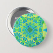 Mandala patroon, turquoise, blauw, kalkgroen ronde button 7,6 cm (Voorkant /achterkant)