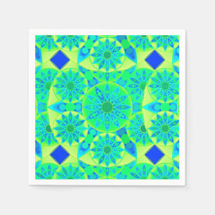 Mandala patroon, turquoise, blauw, kalkgroen servetten