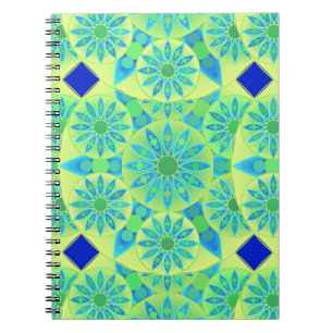 Mandala patroon, turquoise, blauw, limoengroen notitieboek