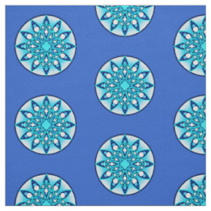 Mandala patroon, turquoise, kobalt blauw en wit stof