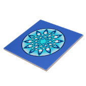 Mandala patroon, turquoise, kobalt blauw en wit tegeltje (Zijkant)