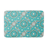 Mandala patroon, turquoise, zilvergrijs en wit badmat (Voorkant)