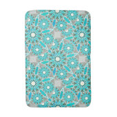 Mandala patroon, turquoise, zilvergrijs en wit badmat (Voorkant Verticaal)