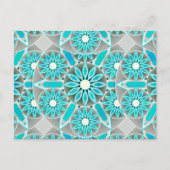 Mandala patroon, turquoise, zilvergrijs en wit briefkaart (Voorkant)