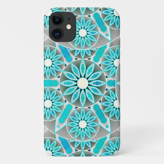 Mandala patroon, turquoise, zilvergrijs en wit Case-Mate iPhone case (Achterkant)