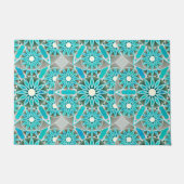 Mandala patroon, turquoise, zilvergrijs en wit deurmat (Voorkant)