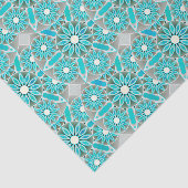 Mandala patroon, turquoise, zilvergrijs en wit tissuepapier (Detail)