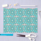 Mandala patroon, turquoise, zilvergrijs en wit tissuepapier (Craft)