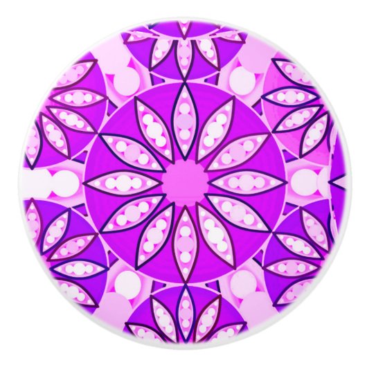 Mandala patroon, violet, orchidee en roze keramische knop (Voorkant)