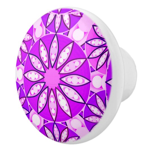Mandala patroon, violet, orchidee en roze keramische knop (Rechts)